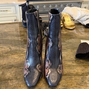 Donald J. Pliner Black and Brown Snakeskin Ankle Boots
